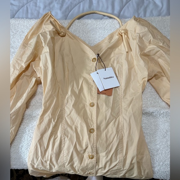 Nanushka off‎ the shoulder halterneck Poplin Midi Dress - Picture 6 of 8